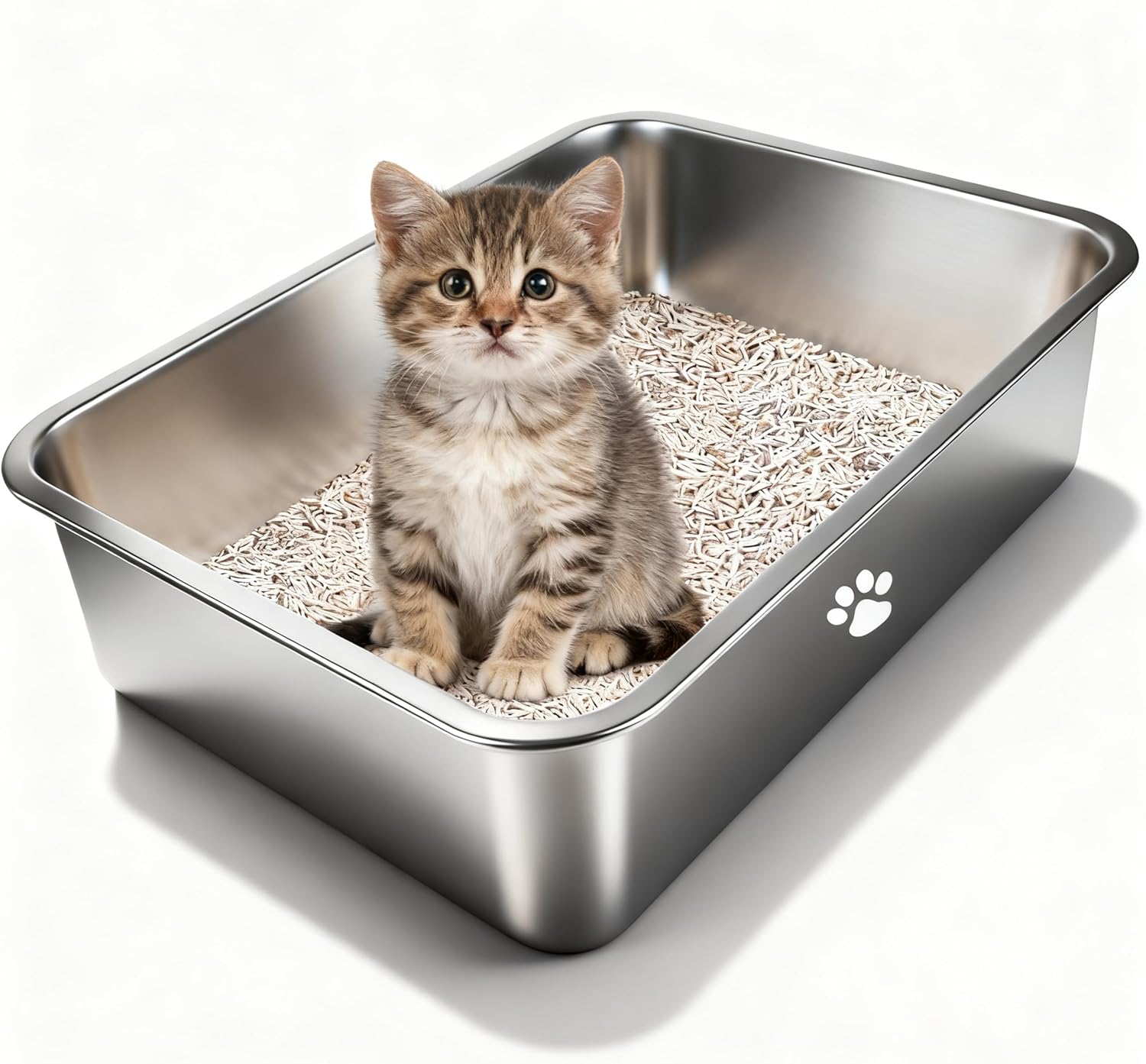 Pet X Supplies & Tack - Stainless Steel Cat Litter Box,High Sided