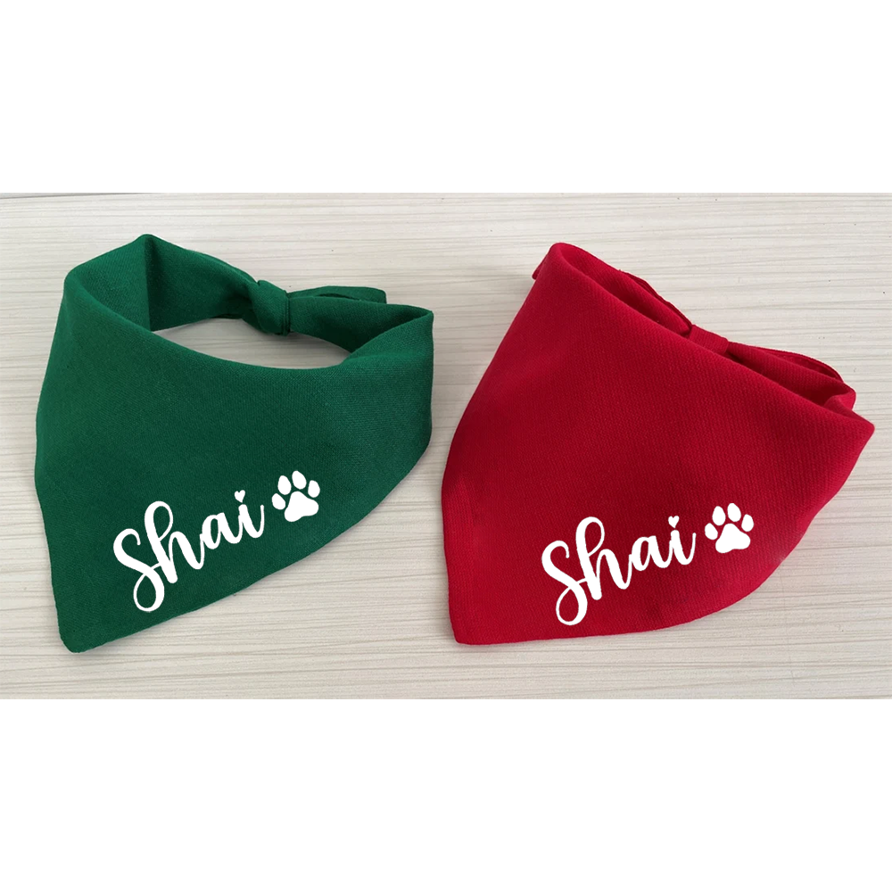 Pet Supplies Direct - Personalized name Dog Christmas Bandana Red