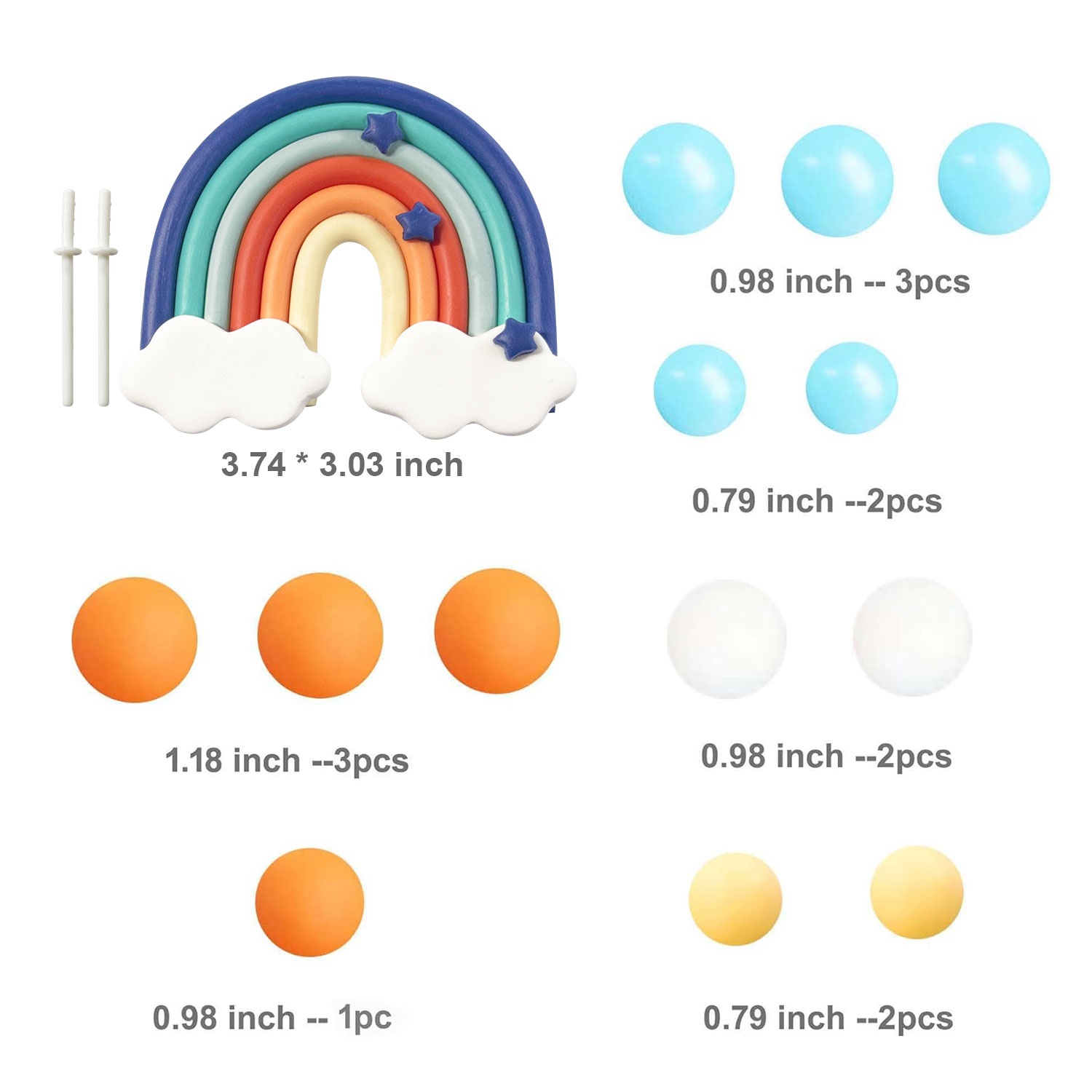 14pcs Blue Rainbow Cake Topper - огляд і ціна Pet Supplies Direct
